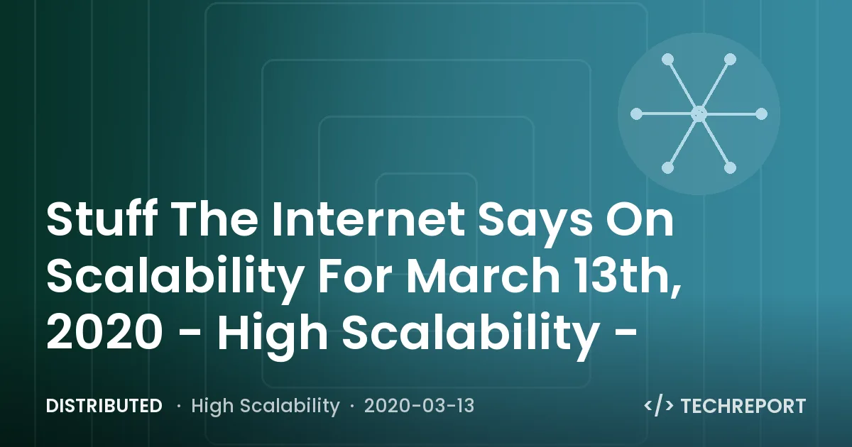 Stuff The Internet Says On Scalability For March 13th, 2020 - High Scalability -