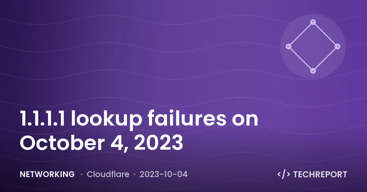 Networking — 1.1.1.1 lookup failures on October 4, 2023