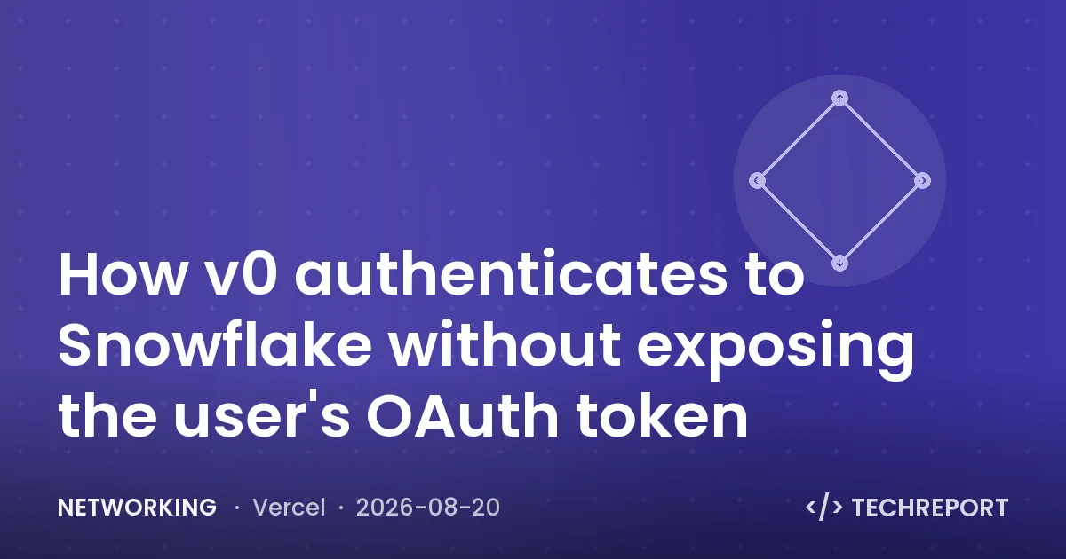 Networking — How v0 authenticates to Snowflake without exposing the user's OAuth token