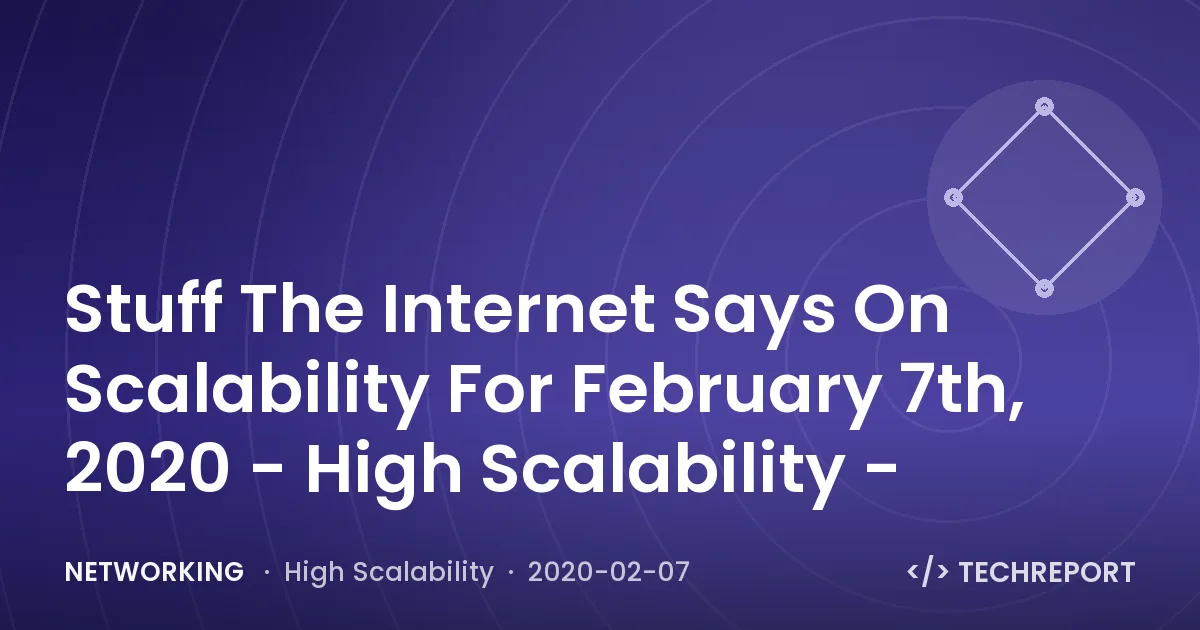 Networking — Stuff The Internet Says On Scalability For February 7th, 2020 - High Scalability -