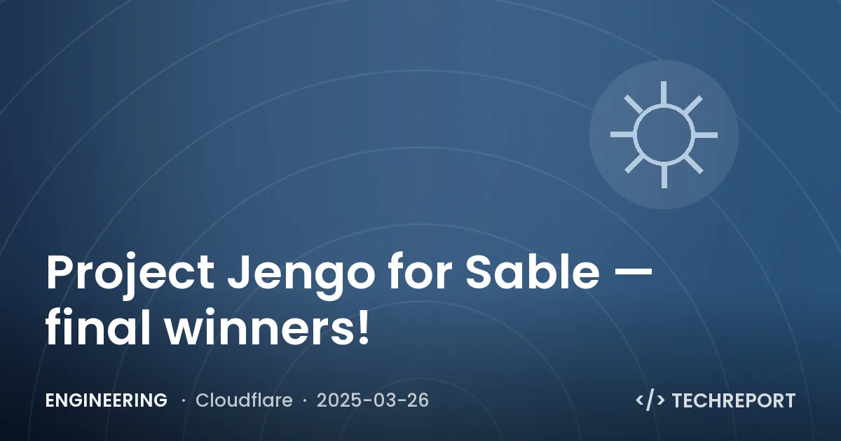Project Jengo for Sable — final winners!