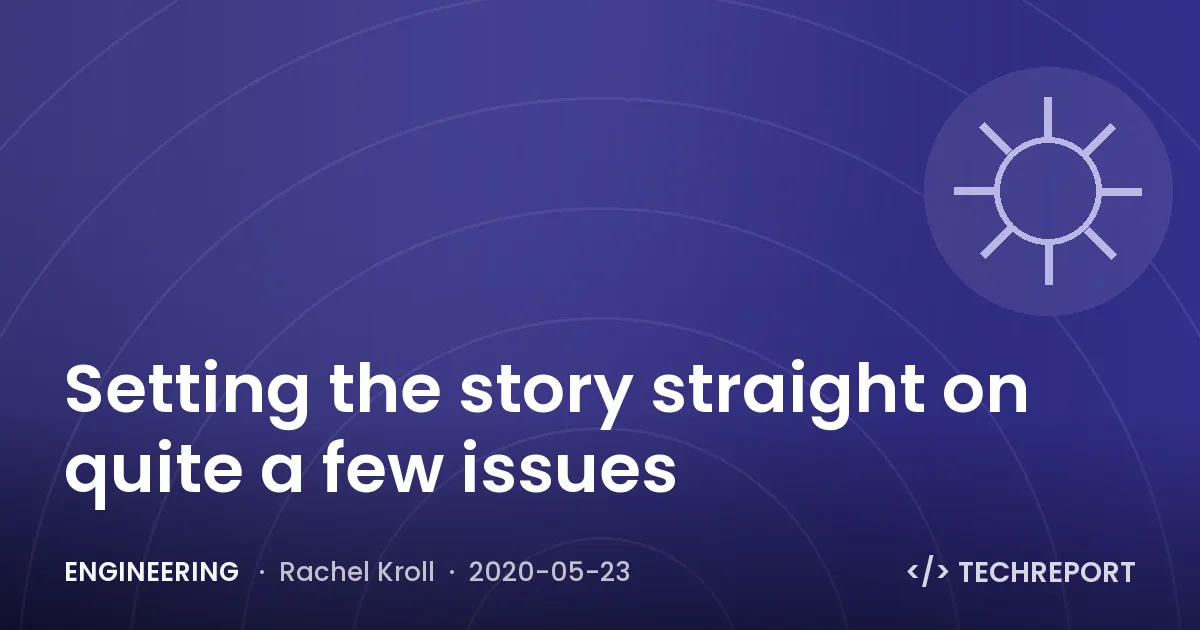 Engineering — Setting the story straight on quite a few issues