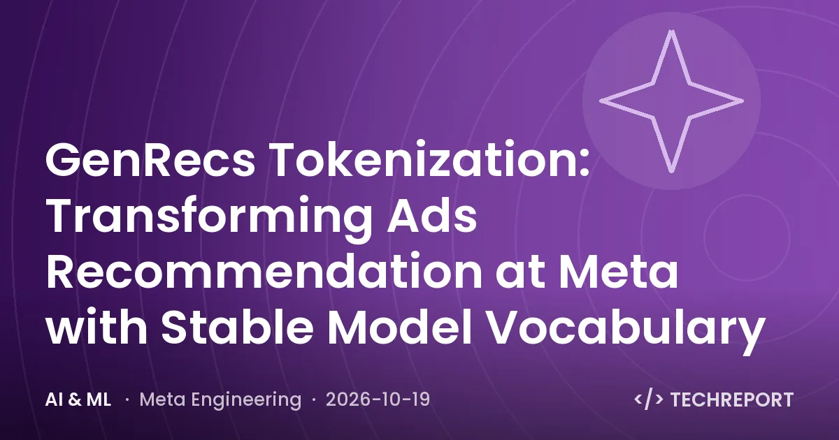 AI & ML — GenRecs Tokenization: Transforming Ads Recommendation at Meta with Stable Model Vocabulary