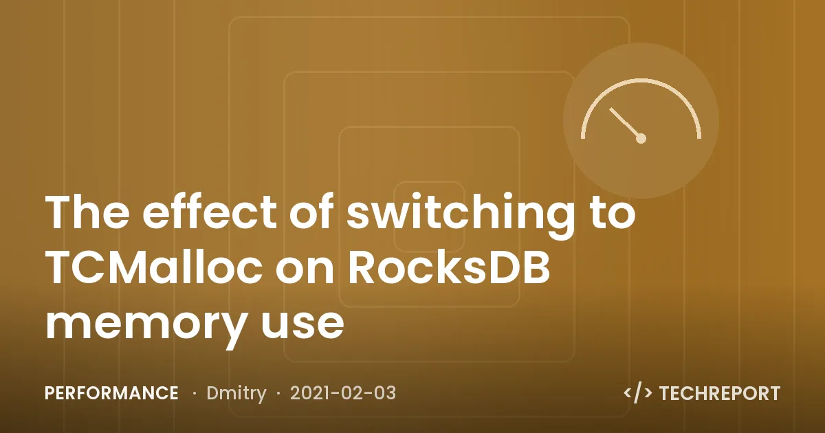 Performance — The effect of switching to TCMalloc on RocksDB memory use