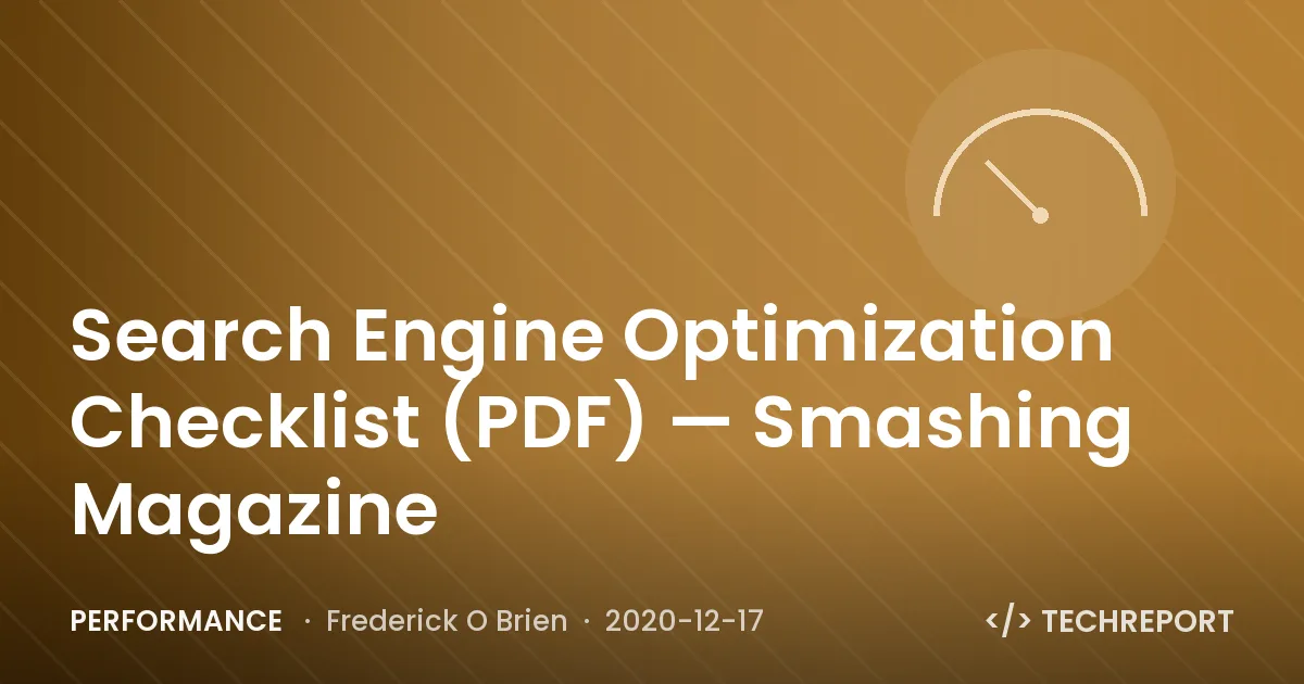 Search Engine Optimization Checklist (PDF) — Smashing Magazine