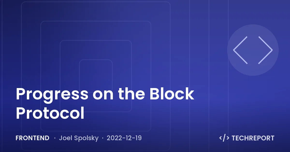 Frontend — Progress on the Block Protocol