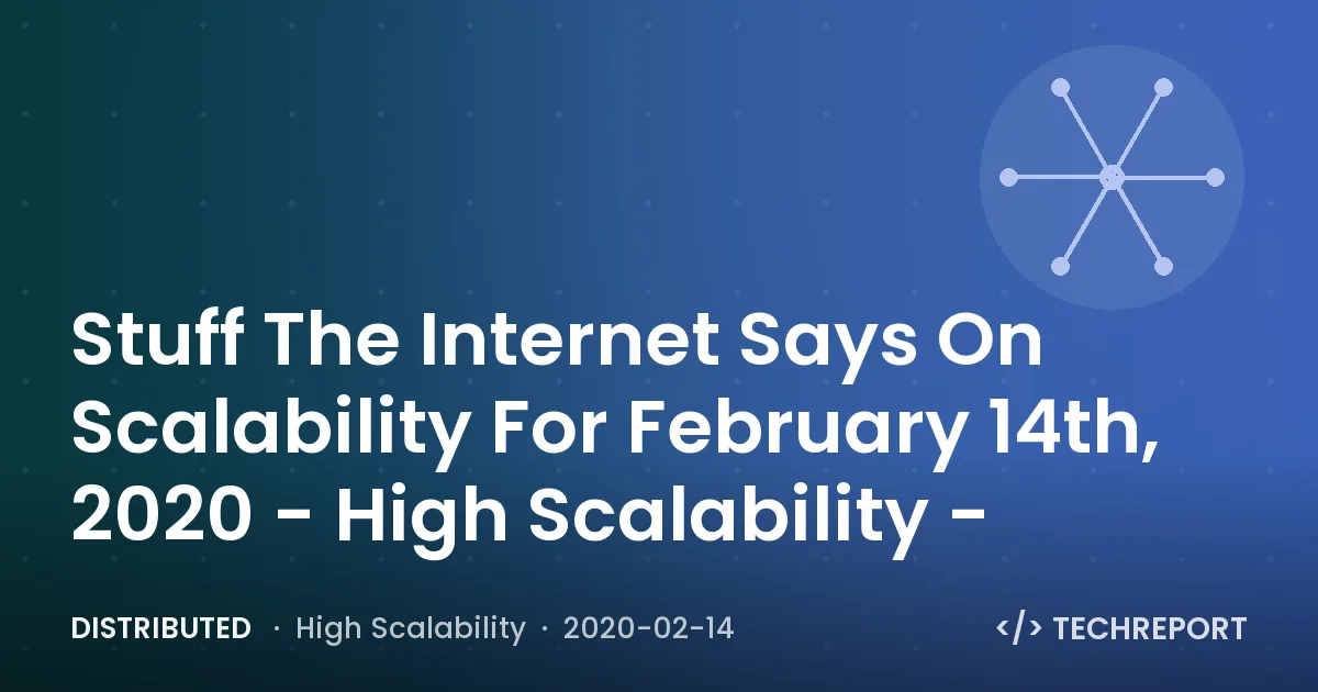 Stuff The Internet Says On Scalability For February 14th, 2020 - High Scalability -