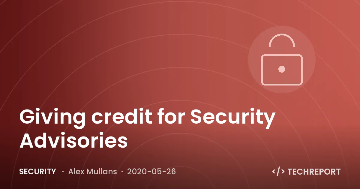 Security — Giving credit for Security Advisories