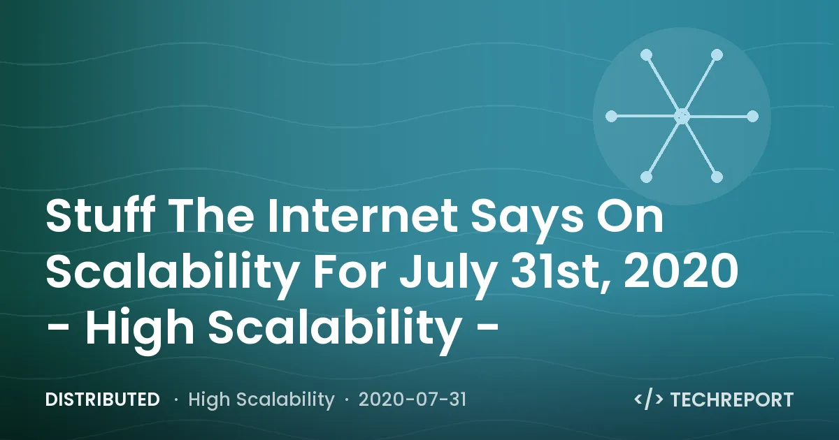 Distributed — Stuff The Internet Says On Scalability For July 31st, 2020 - High Scalability -