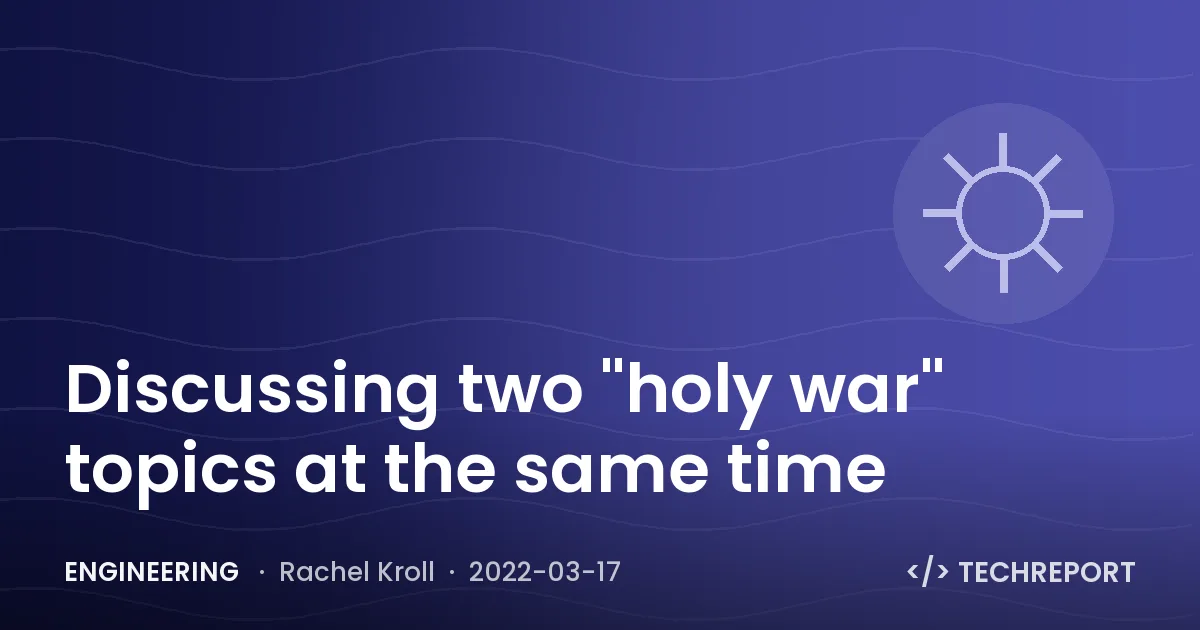 Discussing two "holy war" topics at the same time
