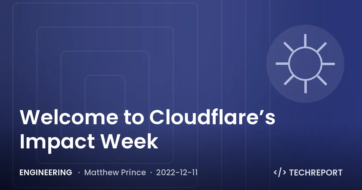 Engineering — Welcome to Cloudflare’s Impact Week