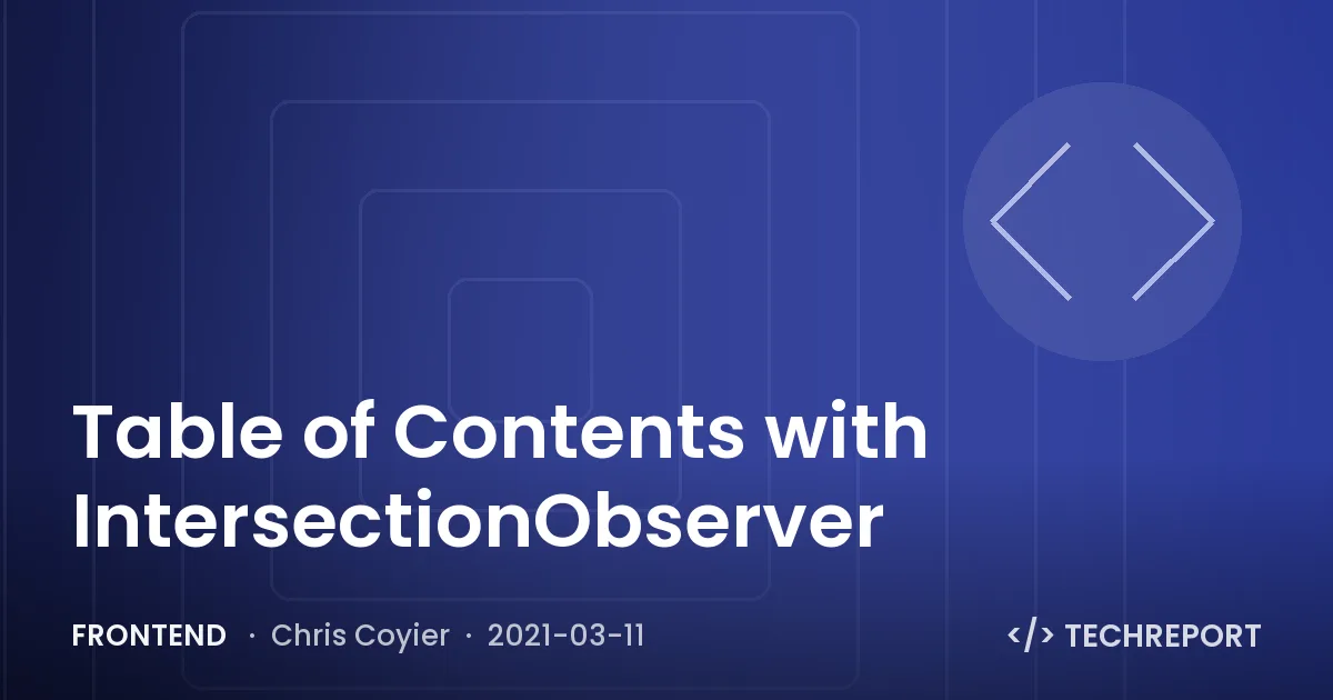 Table of Contents with IntersectionObserver