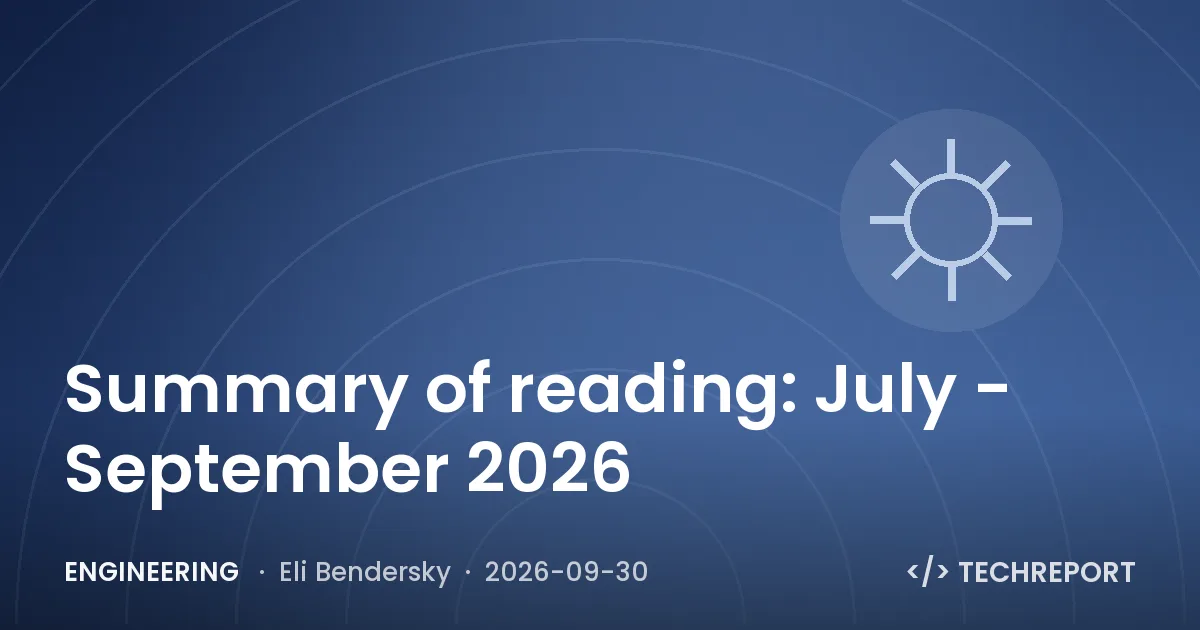 Summary of reading: July - September 2026