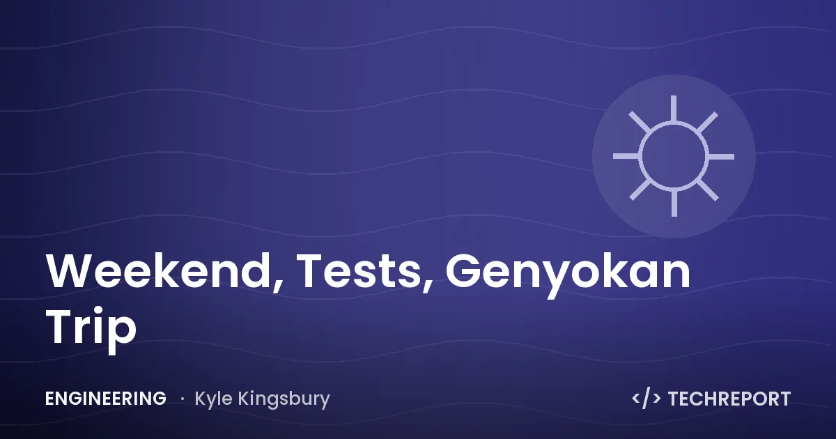 Weekend, Tests, Genyokan Trip