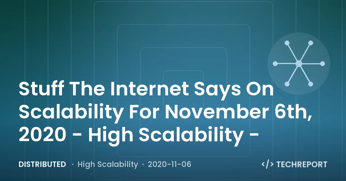 Distributed — Stuff The Internet Says On Scalability For November 6th, 2020 - High Scalability -