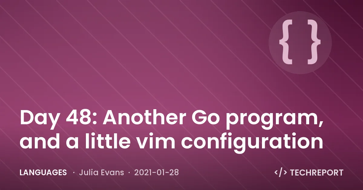Languages — Day 48: Another Go program, and a little vim configuration