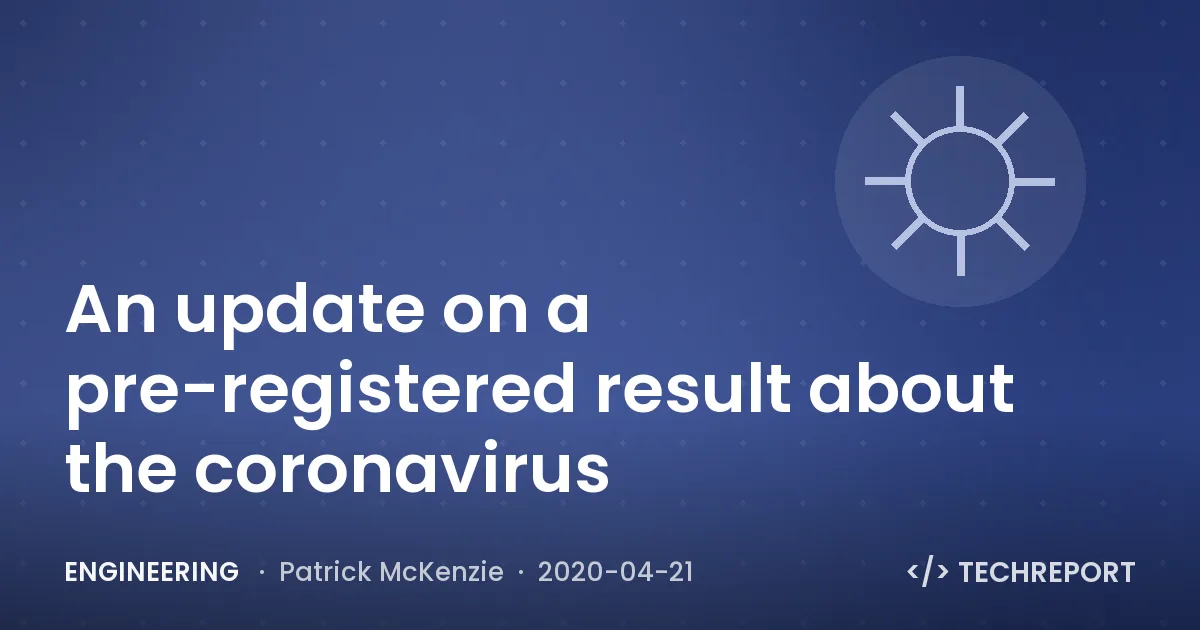 Engineering — An update on a pre-registered result about the coronavirus