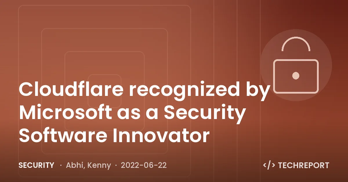 Cloudflare recognized by Microsoft as a Security Software Innovator