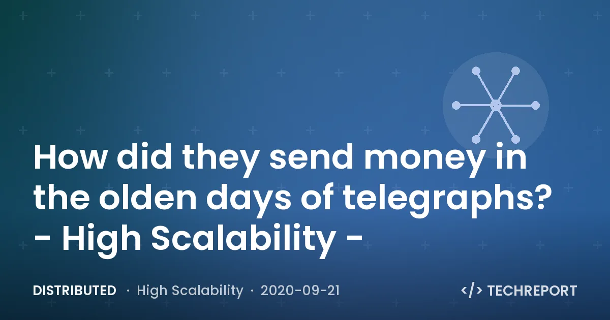 Distributed — How did they send money in the olden days of telegraphs? - High Scalability -