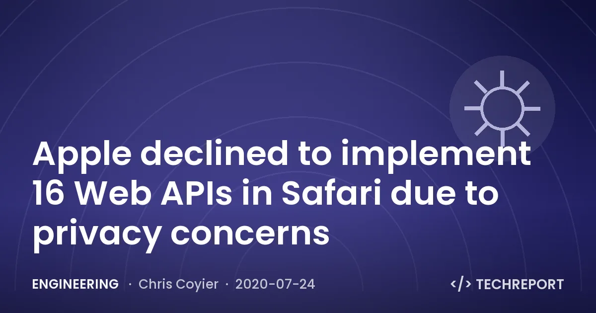 Apple declined to implement 16 Web APIs in Safari due to privacy concerns