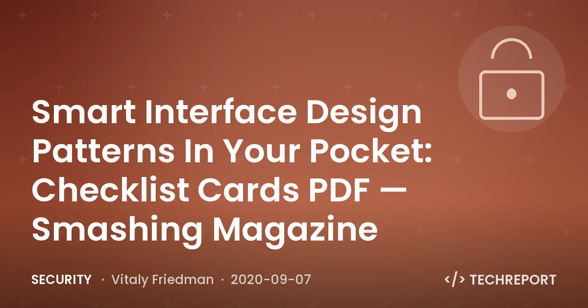 Smart Interface Design Patterns In Your Pocket: Checklist Cards PDF — Smashing Magazine