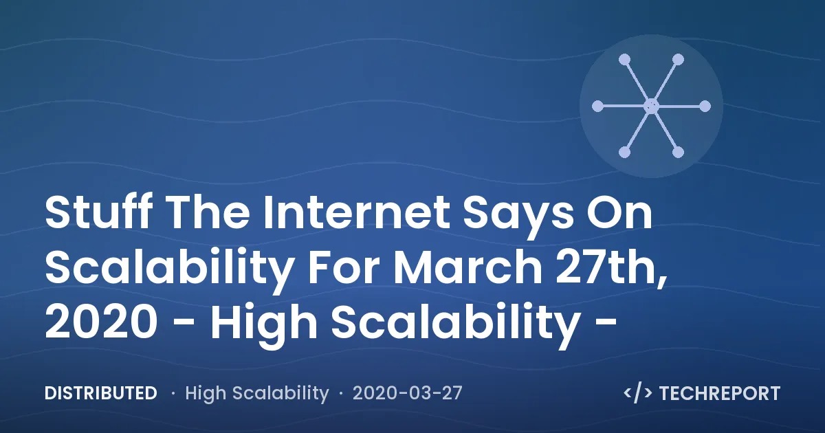 Stuff The Internet Says On Scalability For March 27th, 2020 - High Scalability -