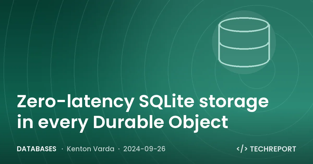 Databases — Zero-latency SQLite storage in every Durable Object