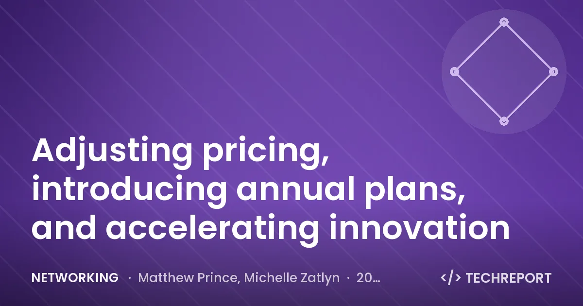 Networking — Adjusting pricing, introducing annual plans, and accelerating innovation
