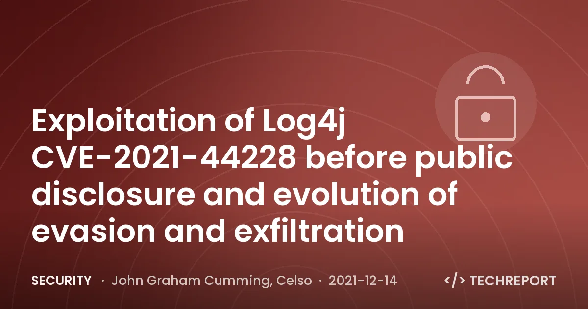 Security — Exploitation of Log4j CVE-2021-44228 before public disclosure and evolution of evasion and exfiltration