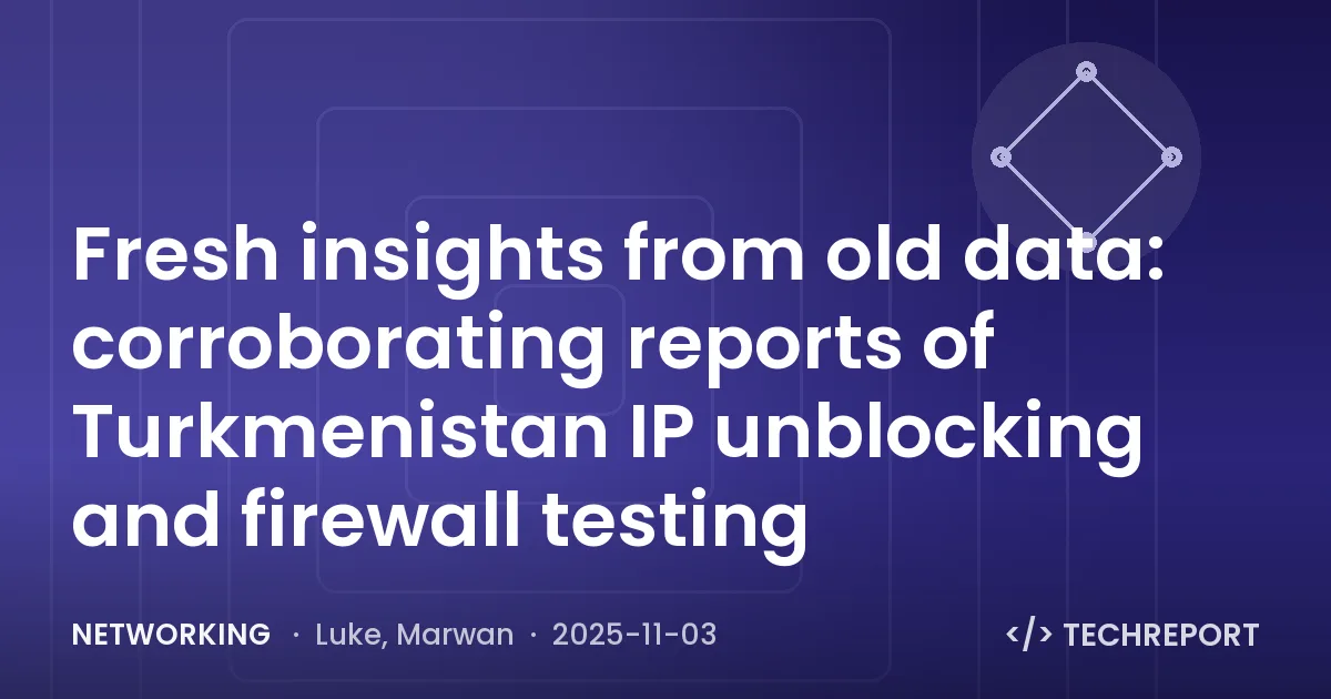 Networking — Fresh insights from old data: corroborating reports of Turkmenistan IP unblocking and firewall testing