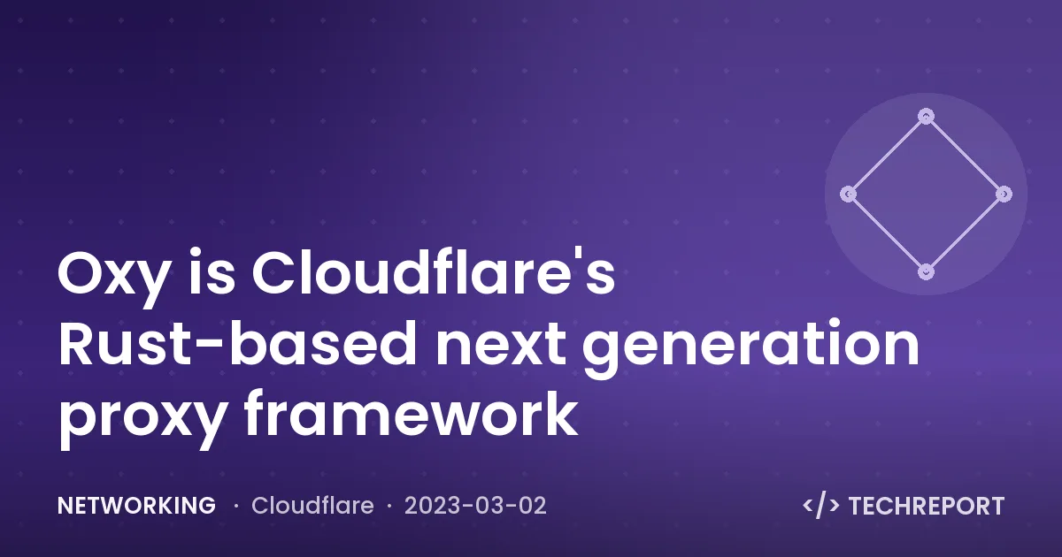 Networking — Oxy is Cloudflare's Rust-based next generation proxy framework