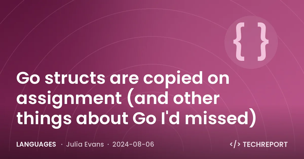 Languages — Go structs are copied on assignment (and other things about Go I'd missed)